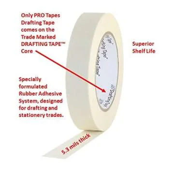 ProTapes Pro Drafting Flatback Paper Masking Tape - Low Tack for Precision