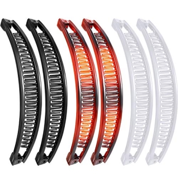 WILLBOND Banana Clip - 6 Pcs Hair Clips for Women with Thin Hair, Fish Shape Ponytail Clips, Fishtai...