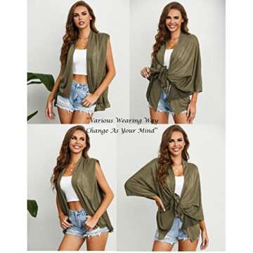 HOTOUCH Kimono Cardigans for Women Lightweight Shawl Loose Drape Front Batwing Cardigan for Sun-Screening Coffee XL