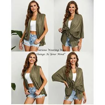 HOTOUCH Kimono Cardigans for Women Lightweight Shawl Loose Drape Front Batwing Cardigan for Sun-Screening Coffee XL