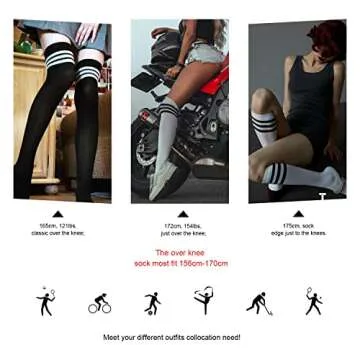 Stylish DRESHOW High Thigh Socks – 6 Pairs Set