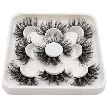 Veleasha Lashes Big Curl 3D Faux Mink Lashes 25mm Long Dramatic Fake Eyelashes for Gorgeous Eye Makeup, 5 Pairs Pack False Eyelashes (MS03)