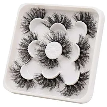 Veleasha Lashes Big Curl 3D Faux Mink Lashes 25mm Long Dramatic Fake Eyelashes for Gorgeous Eye Makeup, 5 Pairs Pack False Eyelashes (MS03)