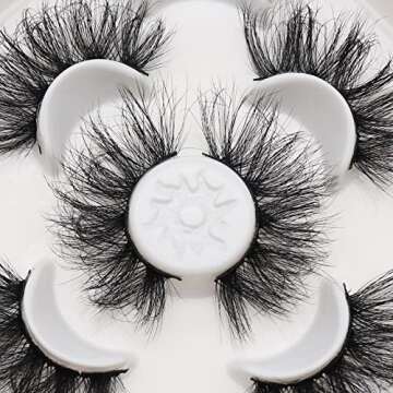 Veleasha Lashes Big Curl 3D Faux Mink Lashes 25mm Long Dramatic Fake Eyelashes for Gorgeous Eye Makeup, 5 Pairs Pack False Eyelashes (MS03)