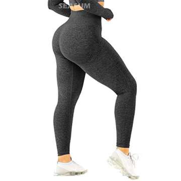 Women High Waisted Leggings Seamless Workout Yoga Pants Butt Lift Tummy Control L