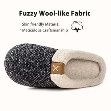 ULTRAIDEAS Women's Indoor Bedroom Slipper with Memory Foam, Gift for Women, Wool-Like House Shoe with Anti-Skid Rubber Sole for Ladies