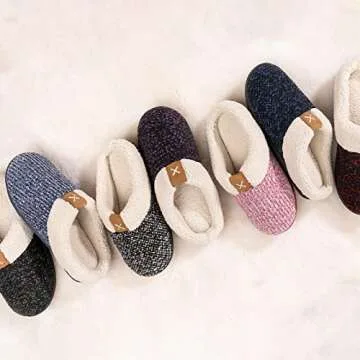 ULTRAIDEAS Women's Indoor Bedroom Slipper with Memory Foam, Gift for Women, Wool-Like House Shoe with Anti-Skid Rubber Sole for Ladies