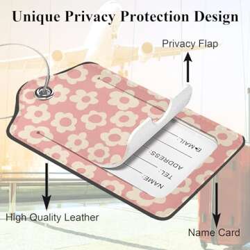 Vintage Groovy Flowers Luggage Tags, 2 Pack Travel Cruise Tags for Suitcases, Cute Identifiers with ...