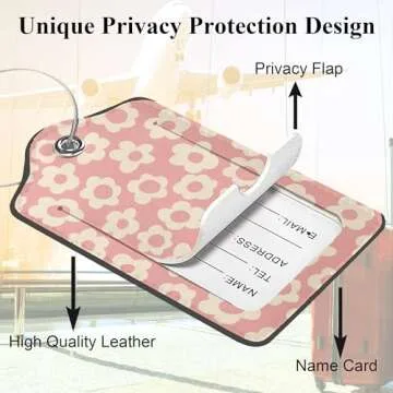 Vintage Groovy Flowers Luggage Tags, 2 Pack Travel Cruise Tags for Suitcases, Cute Identifiers with ...