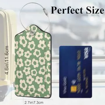 Vintage Groovy Flowers Luggage Tags, 2 Pack Travel Cruise Tags for Suitcases, Cute Identifiers with Privacy Flap, Baggage Tags for Women Men Kids Backpack Handbag
