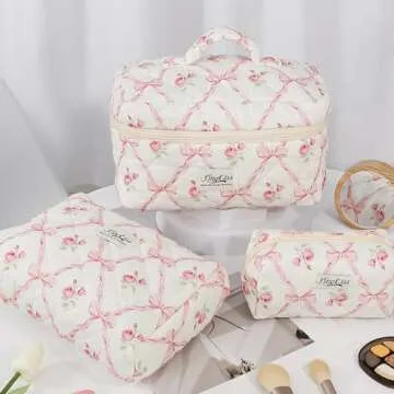 kingkiss Floral Makeup Bag Set for Stylish Organization