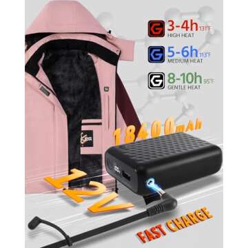 Women Heated Jacket Battery Pack Included Waterproof Ski Snow Coat Camping Essentials Gear Gifts Accessories Supplies Heater Gadgets Car Must Haves Stuff Equipment Cool 2024 Truck Winter Items Unique