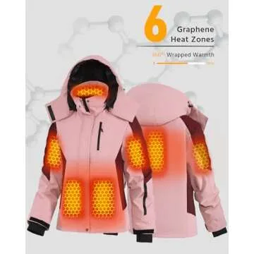 Women Heated Jacket Battery Pack Included Waterproof Ski Snow Coat Camping Essentials Gear Gifts Accessories Supplies Heater Gadgets Car Must Haves Stuff Equipment Cool 2024 Truck Winter Items Unique