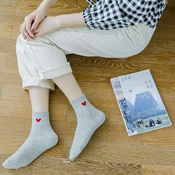 Kimkshine Socks for Women with Embroidery, Running Socks,Crew Socks,Ankle Socks,Womens Socks,Cute Pattern 5 pairs