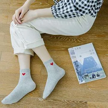 Kimkshine Socks for Women with Embroidery, Running Socks,Crew Socks,Ankle Socks,Womens Socks,Cute Pattern 5 pairs