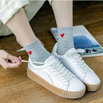 Kimkshine Socks for Women with Embroidery, Running Socks,Crew Socks,Ankle Socks,Womens Socks,Cute Pattern 5 pairs