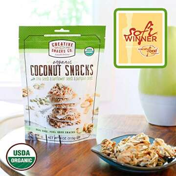 Healthy Organic Coconut Snacks with Seeds, 3 Pack