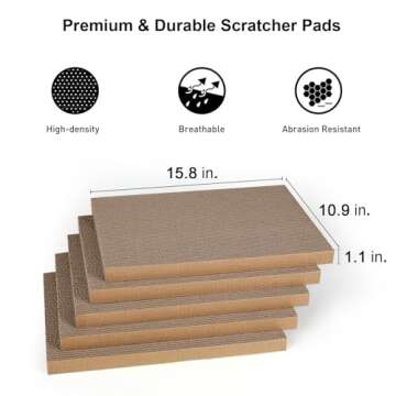 FUKUMARU 5 PCS Cat Scratching Boards, 11.4 Inch Width Ex-Large Cat Scratcher Box, Reversible Cardboard Scratchers for Indoor Cats, Cat Scratch Box for Large, Medium and Small Cats, Protect Furniture