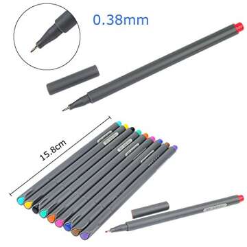 Fineliner Color Pen Set, Taotree 0.38mm Colored Sketch Drawing Pen, Porous Fine Point Markers for Bullet Journaling and Note Taking, 10 Assorted Colors