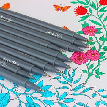 Fineliner Color Pen Set, Taotree 0.38mm Colored Sketch Drawing Pen, Porous Fine Point Markers for Bullet Journaling and Note Taking, 10 Assorted Colors