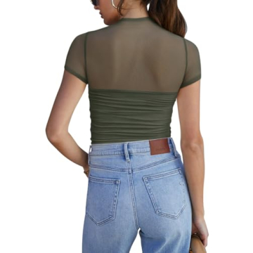 REORIA Sexy Bodysuit with Mock Turtle Neck and Ruched Design