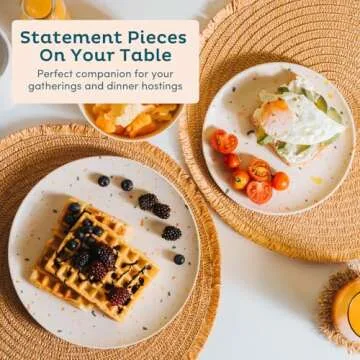 Nook Theory 4-Pack Bamboo Fiber Dinner Plates - Alternative for Plastic Plates, Toddler & Kids Plates, Dishwasher Safe, Food-Grade Bamboo Plates Reusable - Lightweight Dinner Plates (Celebration 8")