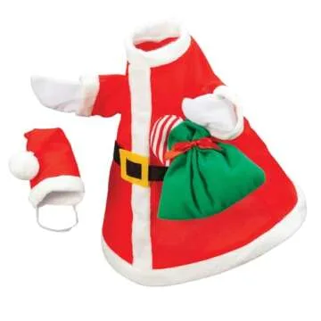 Fox Valley Traders Jolly Santa Goose Outfit by Gaggleville, Christmas Costume for 23" H Large Porch Goose, Polyester