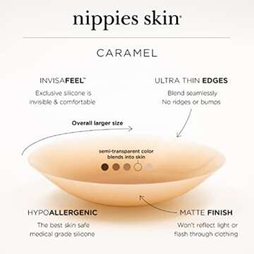 Nippies Non-Adhesive Bra Liner Nipple Covers for Women – Reusable Silicone No-Show Inserts Bra Pad Enhancements with Travel Box