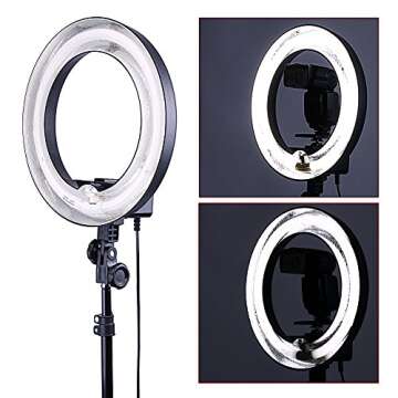 Neewer 14 inches Undimmable Fluorescent Ring Light Kit: 400W 5500K Ring Light, 75 inches Light Stand, and Hot Shoe Adapter for Makeup, Youtube Video