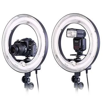 Neewer 14 inches Undimmable Fluorescent Ring Light Kit: 400W 5500K Ring Light, 75 inches Light Stand, and Hot Shoe Adapter for Makeup, Youtube Video