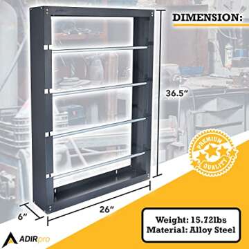 AdirPro Wire Spool Rack - Superior Strength Wire/Cable Dispenser - Conduit Display & Storage for Electrical Industrial & Retail Use (4 Rods, Grey)