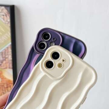 Caseative for iPhone 12 Case,Water Ripple Pattern Curly Wave Frame Soft Compatible with iPhone Case (Green,iPhone 12)