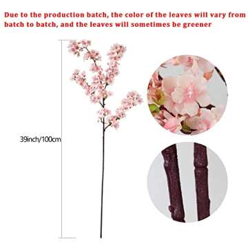MINYULUA 39 Inch Artificial Cherry Blossom Branch Set - Silk Faux Flowers for Vase