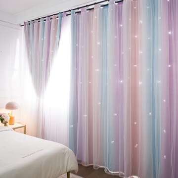 Yancorp Curtains for Girls Bedroom Kids Room Curtain Colorful Window Nursery Curtain 108 inches Leng...