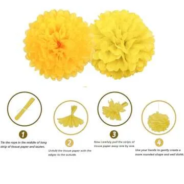 We Moment Yellow Paper Pom Poms Decorations for Wedding Birthday Yellow Sunflower Party Decoration Ceiling Wall Hanging Tissue Flowers Decorations 12pcs 2 Colors of 12 Inch 10 Inch