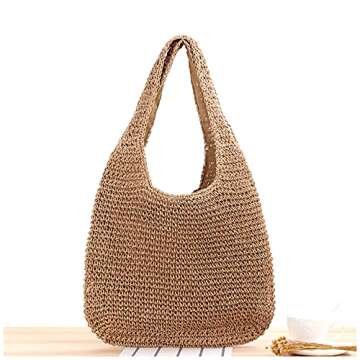 Naimo Handmade Straw Beach Shoulder Bag for Women