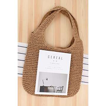 Naimo Handmade Straw Beach Shoulder Bag for Women