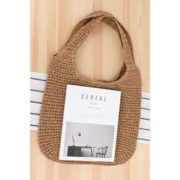 Naimo Handmade Straw Beach Shoulder Bag for Women