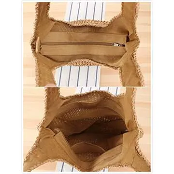 Naimo Handmade Straw Beach Shoulder Bag for Women