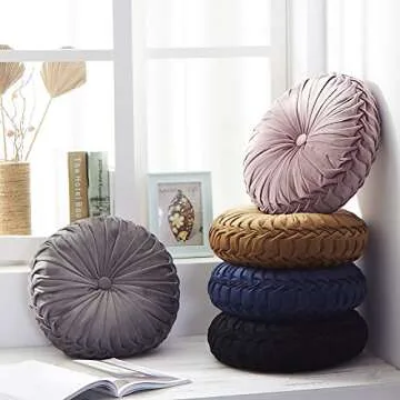 Cassiel Home Pintuck Round Throw Pillow - Soft Velvet Style