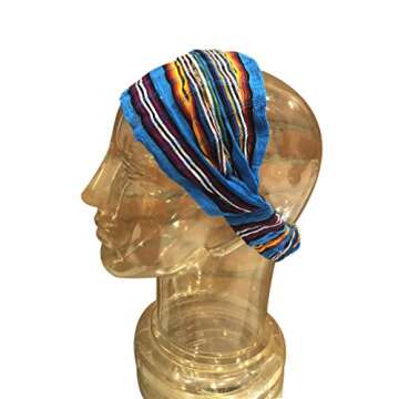 Extra Large 'Snug Fit' Headband Hair Scarf Woven Cotton Elastic Red Happy Blue Magenta Orange