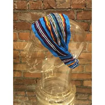 Extra Large 'Snug Fit' Headband Hair Scarf Woven Cotton Elastic Red Happy Blue Magenta Orange