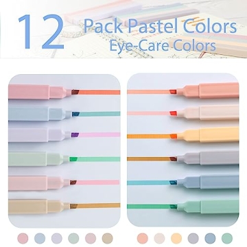 Xgunion Pastel Highlighters Set 12pcs Perfect for Bibles