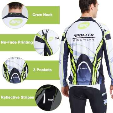 Long Sleeve Bike Jersey Suit Pants Padding Cycling Wear for Men Road Riding Bicycle Gear US XL Green