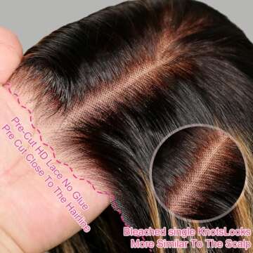 6X5 Wear and Go Glueless Wigs Human Hair Pre plucked Pre Cut 220% Density Salon-Quality Body FB/27 Balayage Wig HD Lace Closure Wigs Human Hair Highlight Ombre Lace Front human hair Wig 24 IINCH