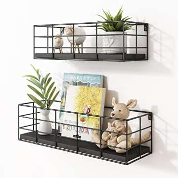 Fixwal 4 Set Floating Shelves Wall Shelves for Storage Hanging Shelves Wall Mounted for Living Room ...