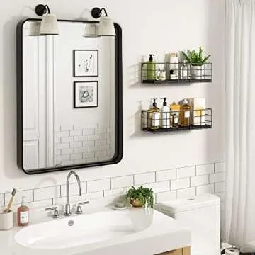 Fixwal 4 Set Floating Shelves Wall Shelves for Storage Hanging Shelves Wall Mounted for Living Room Kitchen and Bedroom Bathroom for Wall Decorative Storage (Black)