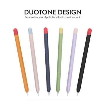 AHASTYLE Duotone Case for Apple Pencil 1st Gen, Silicone Sleeve Cover with Cable Adapter Tether Kit Compatible with Apple Pencil 1st Generation(Pink)