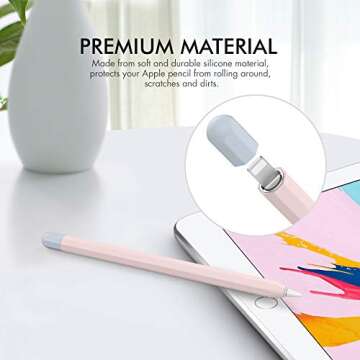 AHASTYLE Duotone Case for Apple Pencil 1st Gen, Silicone Sleeve Cover with Cable Adapter Tether Kit Compatible with Apple Pencil 1st Generation(Pink)