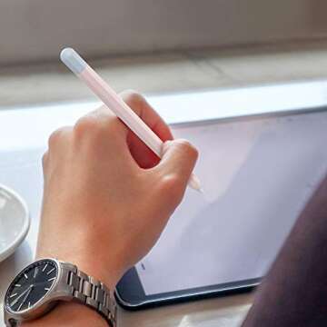 AHASTYLE Duotone Case for Apple Pencil 1st Gen, Silicone Sleeve Cover with Cable Adapter Tether Kit Compatible with Apple Pencil 1st Generation(Pink)